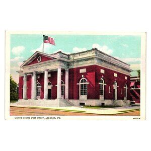 Vintage 1930s United States Post Office Lebanon PA Postcard Building Postal USPS